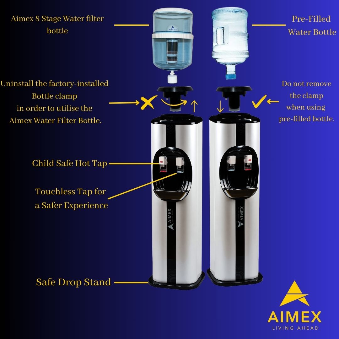 Floor Standing Water Cooler Hot and Cold, with LG Compressor Black an