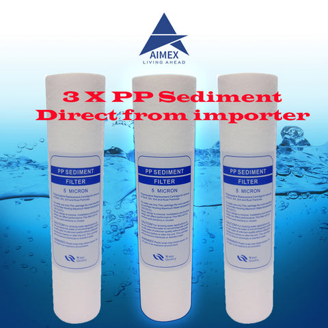 3 x 5 Micron Under Sink Filter Sediment Replacement Water Cartridge PP